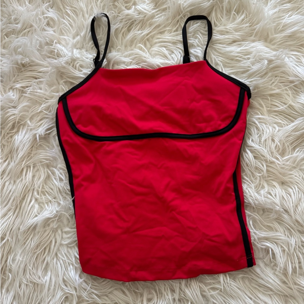 Red Tank with Black Accents